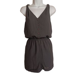 NEW FIO FIO Black Semi Sheer Button Sleeveless Romper Medium